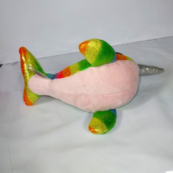 ✓TY Nori the Narwhal rainbow multicolor sparkly glittery 9in Plush - Picture 7 of 9